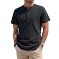 thumbnail image 2 of DIOAZUD Striped Henley Shirts for Men Button Short Sleeve T-Shirts Lightweight Comfy Summer Tshirts for Business Casual Black XXL, 2 of 7