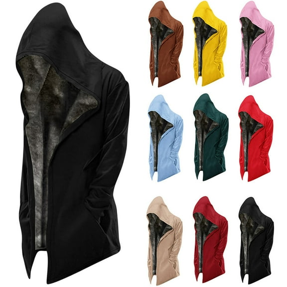 Men Winter Warm Hoodies Thick Coats Fleece Sherpa Lined Heavyweight Hooded Jacket Zip Up Outerwear with Pocket