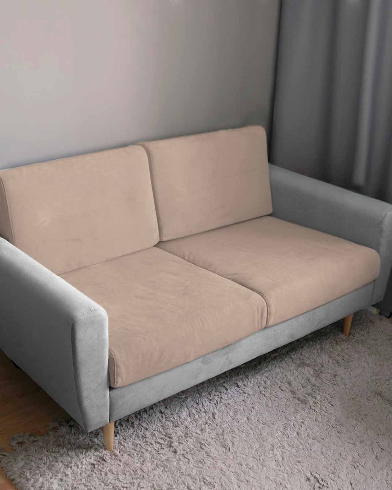 Warm Beige Couch Cushion Covers Stretch, Washable Sofa Seat Covers Individual Seat Cushion Sofa Slipcovers Solid Color Farmhouse Beige Couch Cover Furniture Protector S-1PCS