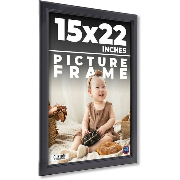15x22 Frame Black Solid Wood Picture Frame - Complete Modern Photo Frame Includes UV Acrylic
