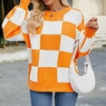thumbnail image 4 of Mock Neck Long Sleeve Sweater Women Plaid Print Winter Warm Ribbed Cuff Long Sleeve Shirts Solid Casual Loose Oversized Pullover Sweaters, 4 of 7