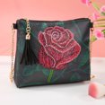 thumbnail image 1 of Cartera con pintura de diamantes, patrón de flores rosas, bolsa de cadena de maquillaje, artesanía hecha a mano, regalo para mujer, 1 of 12