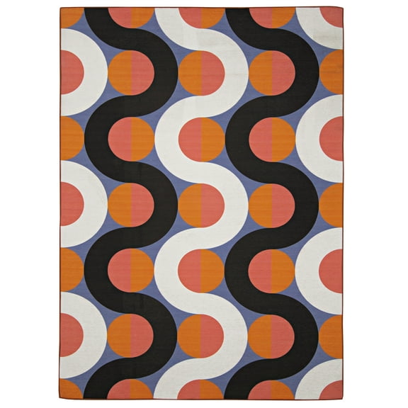 Linon Outdoor Washable Area Rug Collection, Orange and Pink, 5' x 7'