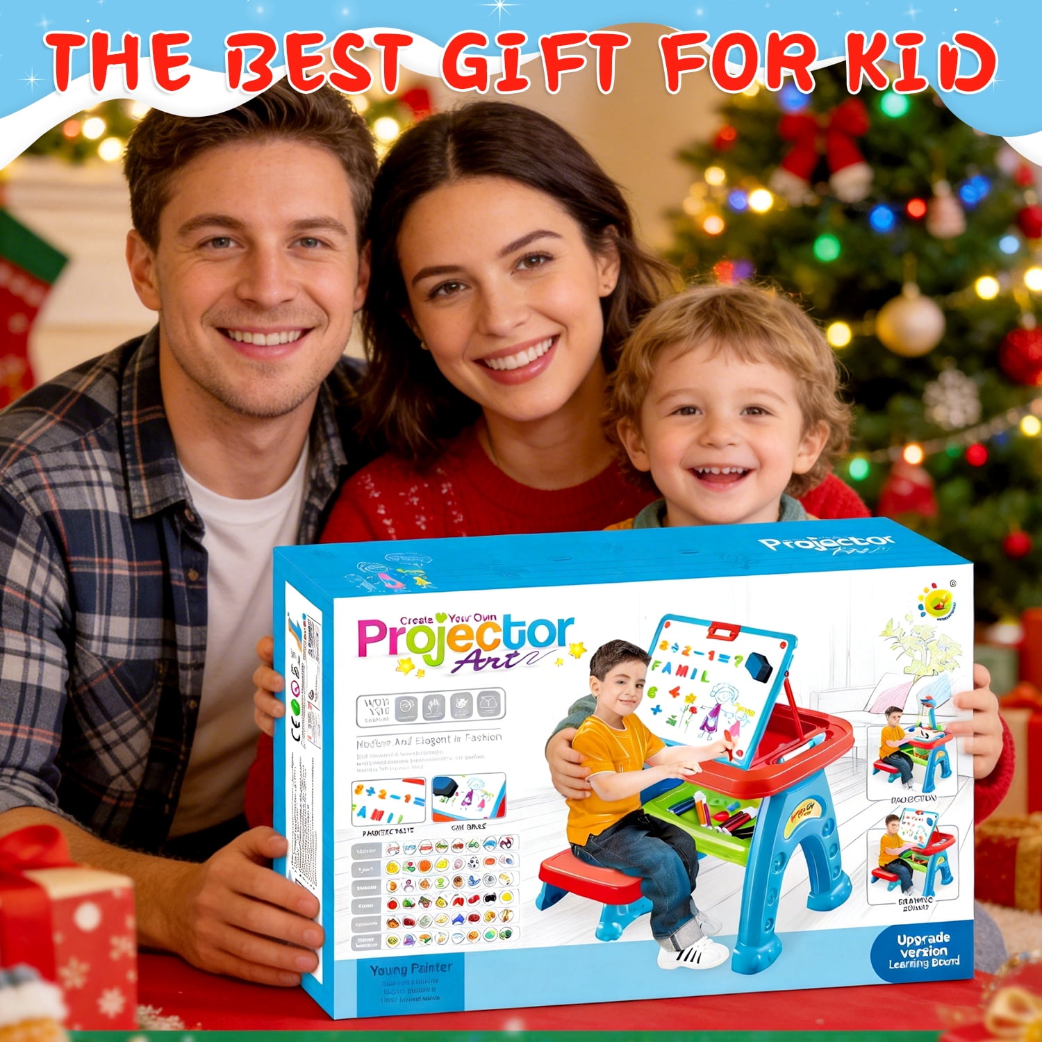 Caunedy Drawing Projector Table for Kids,Learning Projector Table Toys with Projector,Stool,Art Desk Table Kids Drawing for Ages 3-8 Years Old Girl Birthday Gifts