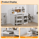 thumbnail image 5 of Blanca para niños study escritorio y chair set adjustable chair hutch corkboard keyboard tray y pen holders para home o classroom, 5 of 6