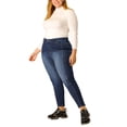 thumbnail image 4 of Unique Bargains Women's Plus Size Stretch Washed Mid Rise Skinny Jeans, 4 of 7