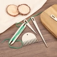 thumbnail image 4 of Uxcell Hand Loom Stick Set, 4pcs Knitting Tools Including Wood Weaving Crochet Needle Wooden Shuttle Wood Weaving Comb, 4 of 5