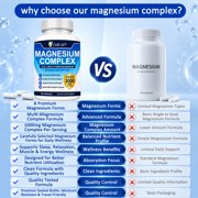 CARE GIFT Magnesium Complex 1000 mg Capsules, 8 Forms High Absorption Elemental Magnesium for Bone, Muscle & Sleep Support, Non-GMO Wellness Supplement for Men & Women, 120-Count