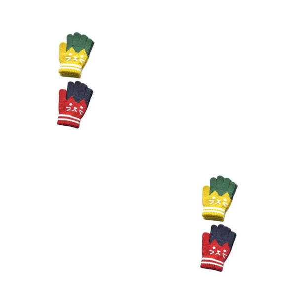 Guardurnaity 2 pares de guantes para niños de dedo completo invierno otoño deportes al aire libre patinaje esquí ciclismo ciclismo mitones de Rojo amarillo 2piezas