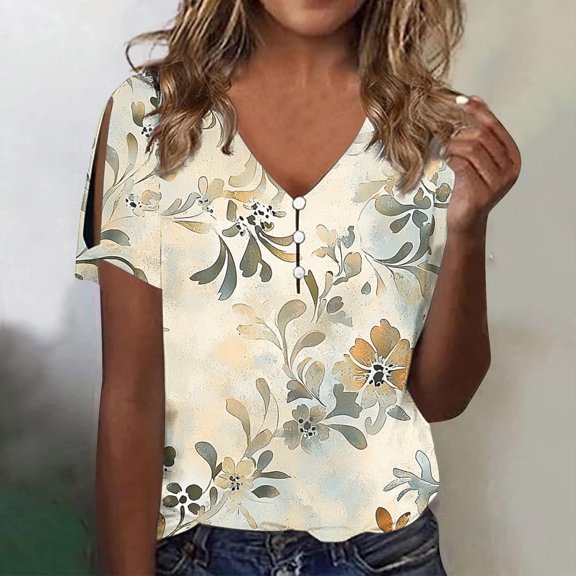 ATENAR T Shirts for Women Lightweight Loose Womens Shirts Summer Tee Khaki XL