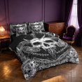 thumbnail image 2 of Homewish Hippie Skull Skeleton Twin Bedding, Happy Halloween Bedding Comforter Set, Black White, Black Reversible 7-Piece, 2 of 7