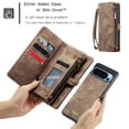 thumbnail image 5 of Dteck Wallet Case for Google Pixel 9A, Zipper Purse Folio Leather Wallet with Card Holder Wrist Strap Detachable Magnetic Shockproof Protective Back Case, Darkbrown, 5 of 7