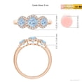 thumbnail image 3 of ANGARA Natural Round Aquamarine Three Stone Halo Ring with Diamonds in 14K Rose Gold for Women (Size-5mm) | March Birthstone, Birthday, Anniversary, Jewelry Gift for Women | Natural Aquamarine Ring, 3 of 7