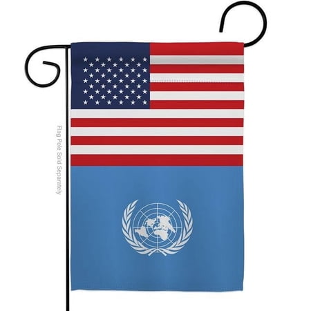 G142679-BO 13 x 18.5 in. United Nations USA Friendship Association Organization Vertical Garden Flag with Double-Sided House Decoration Banner Yard Gift