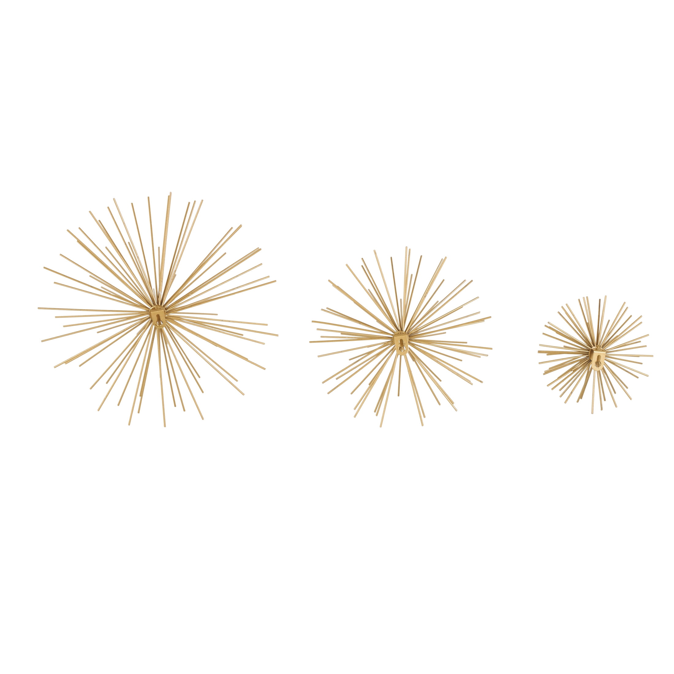 DecMode Gold Metal 3D Long Spike Starburst Wall Decor (3 Count)