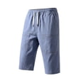 thumbnail image 2 of Ceisia Men's Casual Cargo Shorts Elastic Waist Drawstring With Multi Pockets Quick Dry Solid Color Work Shorts Blue XL Gift, 2 of 5