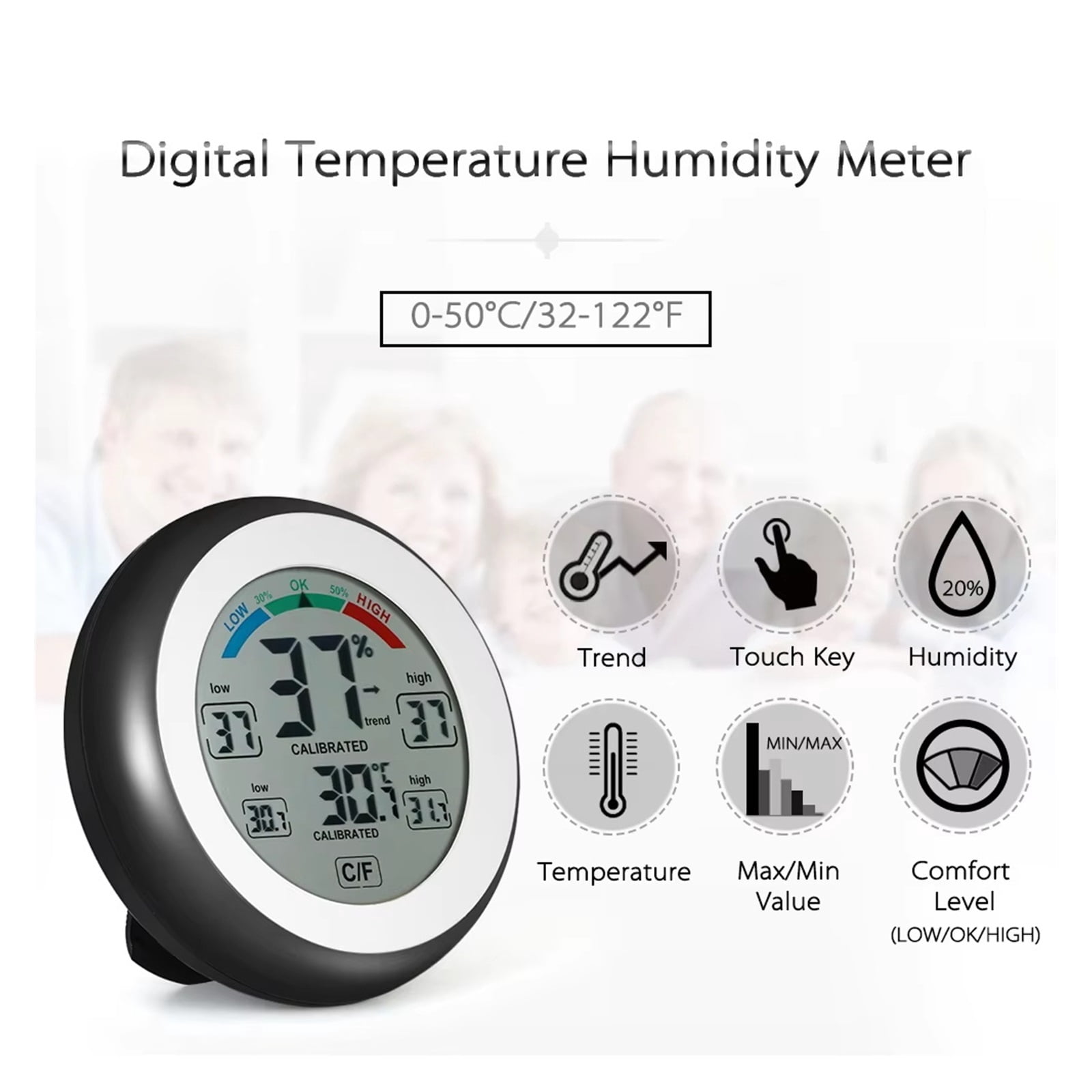 Mini LCD Digital Hygrometer Indoor Thermometer Room Thermometer and Humidity Gauge ,Weather Forecast