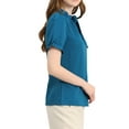 thumbnail image 5 of INSPIRE CHIC Women's Summer Tops Solid Color Bow Tie Neck Short Sleeves Wear-to-Work Blouses Peacock Blue L, 5 of 8