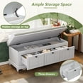 thumbnail image 2 of Classic Storage Bench Ottoman with Cushioned Seat and 3 Drawers for Living Room Entryway, 2 of 18