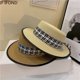 thumbnail image 3 of Sombreros planos de paja para mujer, sombrero de verano a la moda, informal, elegante, para playa y vacaciones, 3 of 4