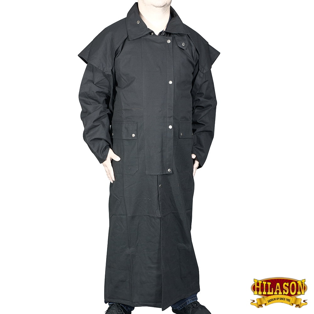 Hilason Mens Oil Cloth Waterproof Duster Coat Jacket Western