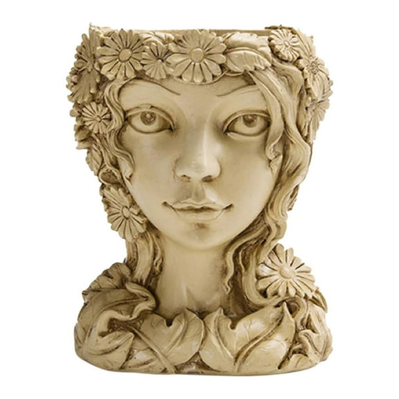 Christmas Savings Clearance! FELTREE Head Planter Face Flower Pot Decorative Girl Statue Planter Pot Indoor Outdoor