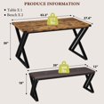 thumbnail image 4 of EDTara Kitchen Table Set with 2 Upholstered Benches, Z-Shaped Leg Kitchen Table Set for 4 3 Piece Dining Table Set for Small Space Saving Space for Kitchen, Dining Room, Small Space Apartment, 4 of 7