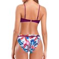 thumbnail image 2 of Mujer Cuello V Crossover Bikini Hombro Floral Impresión Swim Bottoms Dos Piezas Trajes de Baño Morado G Morado G Xishao ropa, 2 of 2