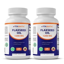 2 Pack Vitamatic Flaxseed Oil 1200mg 120 from Cold Pressed Flax Seed - 675 mg of ALA Omega 3 Fatty Acids for Improving Heart Health