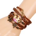 thumbnail image 1 of Pulsera de estilo vintage hecha a mano de piel sintética tejida unisex pulsera joyería (mariposa rosa), 1 of 1