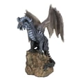 thumbnail image 5 of Large Medieval Sentry Abraxas Black Dragon Standing On Stump Rock Statue 9.25"H, 5 of 9