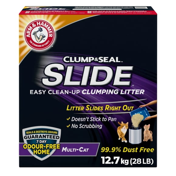 ARM & HAMMER Slide Clumping Cat Litter, Multi Cat Clay, 12.7kg – Effortless Clean, 7 Day Odour Control, 99.9% Dust Free