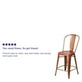 thumbnail image 2 of Commercial Grade 4 Pack 24" High Copper Metal Indoor-Outdoor Counter Height Stool with Back, 2 of 9
