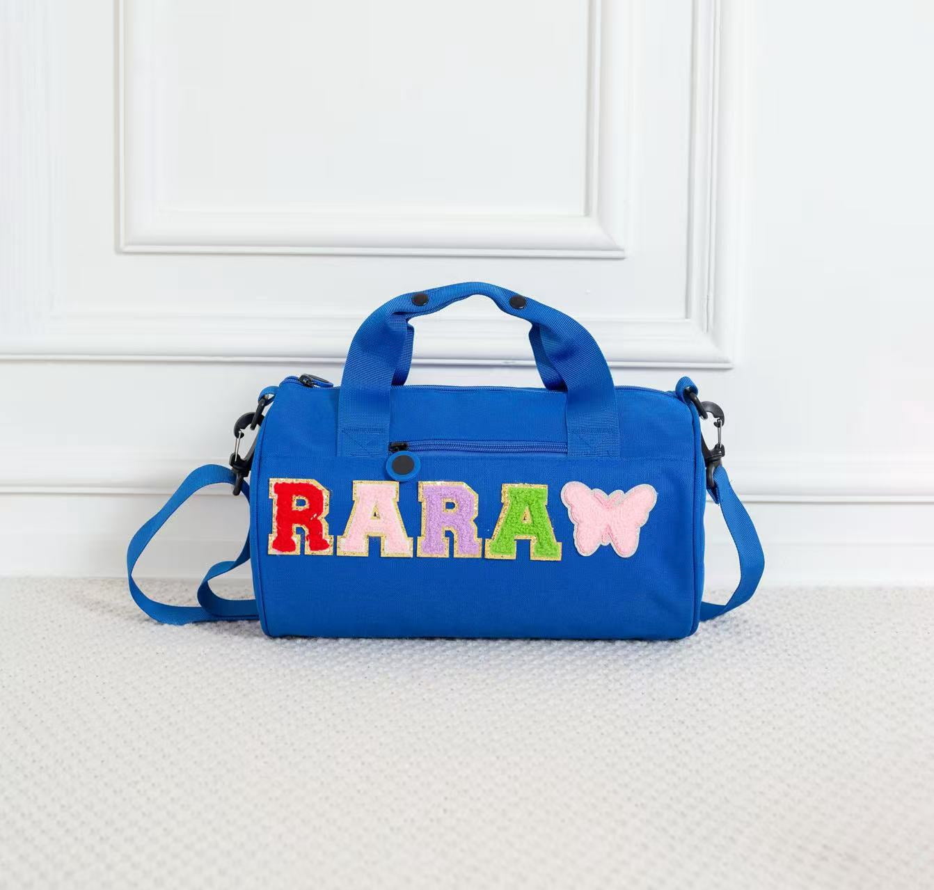 Personalized Sport Duffle Bag with chenille Letter,Custom Water Proof Dance Bag for Kids,Overnight Bag,Sewn Weekender Ballet Bag,Birthday Gift for Kids