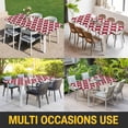 thumbnail image 5 of Red Geometric Table Cloths for 5 Foot Rectangle Tables, Vintage Rhombus Circle Texture Patio Waterproof Elastic Fitted Tablecloths, Washable Rectangular Table Cover for Camping, 5 of 8