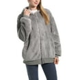 thumbnail image 3 of Wassery Women Autumn Winter Warm Jackets Women Fleece Hooded Coats Female Long Sleeve Zipper Plush Cardigan Sweatshirt Outwear with Pockets, 3 of 8