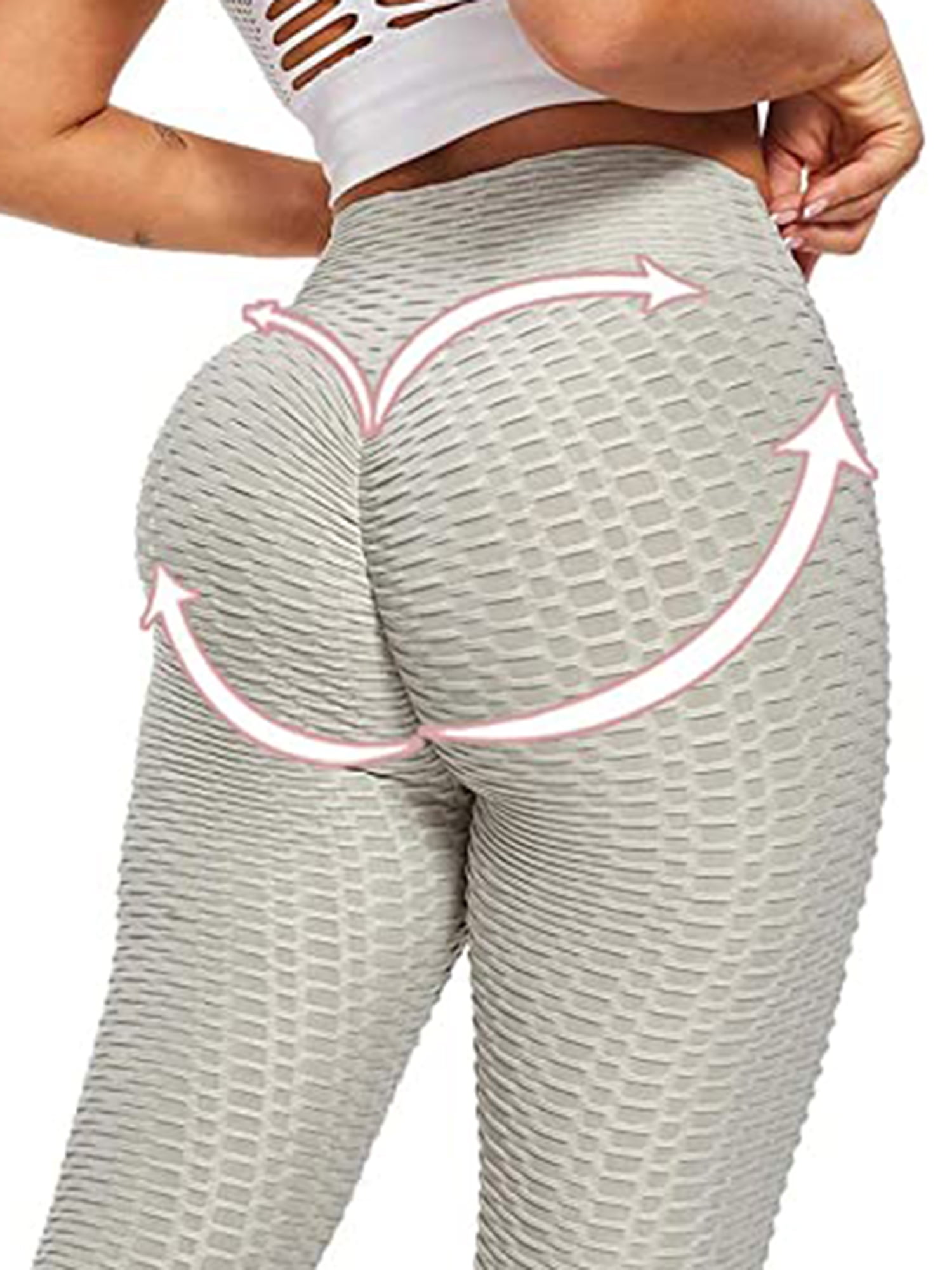 LELINTA Women Sports Yoga Workout Gym Fitness Tummy Control Leggings Pants  Butt Lifting Athletic Clothes, Light Grey, S-XL 