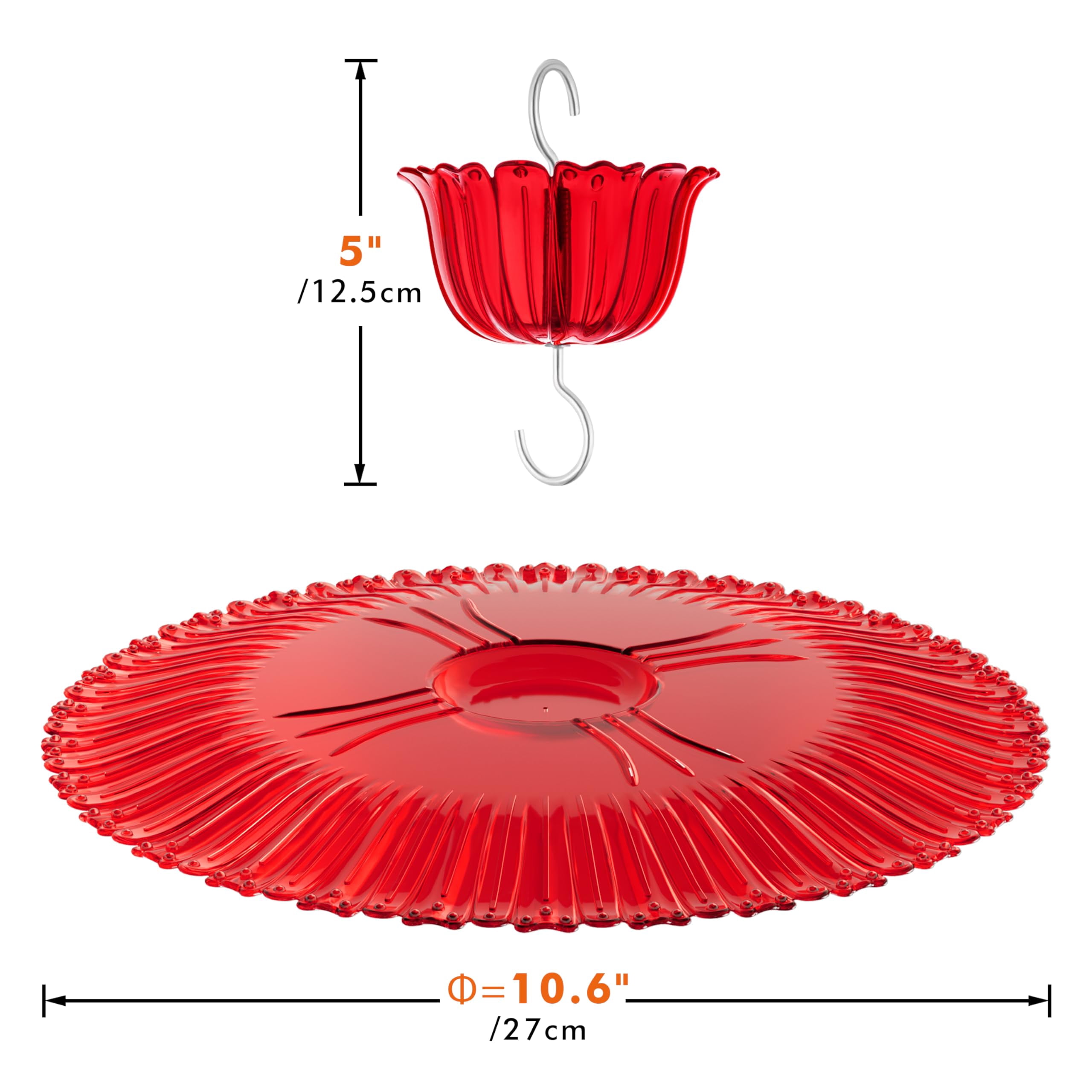 Hummingbird Feeders Sun Baffle Ant Proof Combo, Outdoor Hanging Rain Guard Red