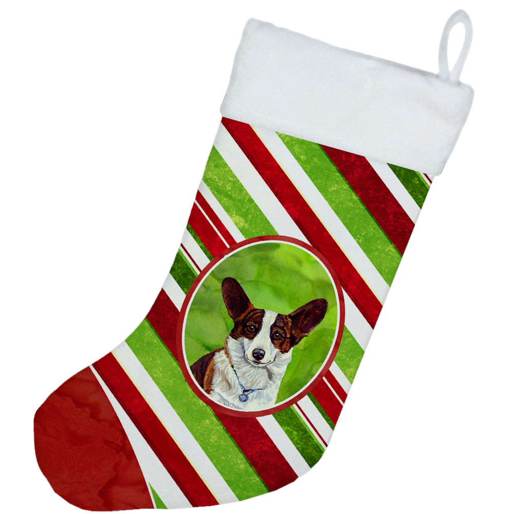 Carolines Treasures LH9243-CS Corgi Candy Cane Holiday Christmas Christmas Stocking LH9243 Large multicolor