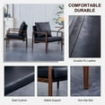 thumbnail image 5 of Accent Armchair,Wooden Mid-Century Modern Accent Chair,Elegant Upholstered Lounge Chair with Padded Seat for Living Room Bedroom,PU Leather Leisure Reading Chair Side Chair,Black, 5 of 7