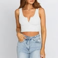 thumbnail image 2 of Dagugfen Crop Tops for Women Ribbed Button Deep V Neck Seamless Low Cut Going out Sleeveless Undershirts, 2 of 9