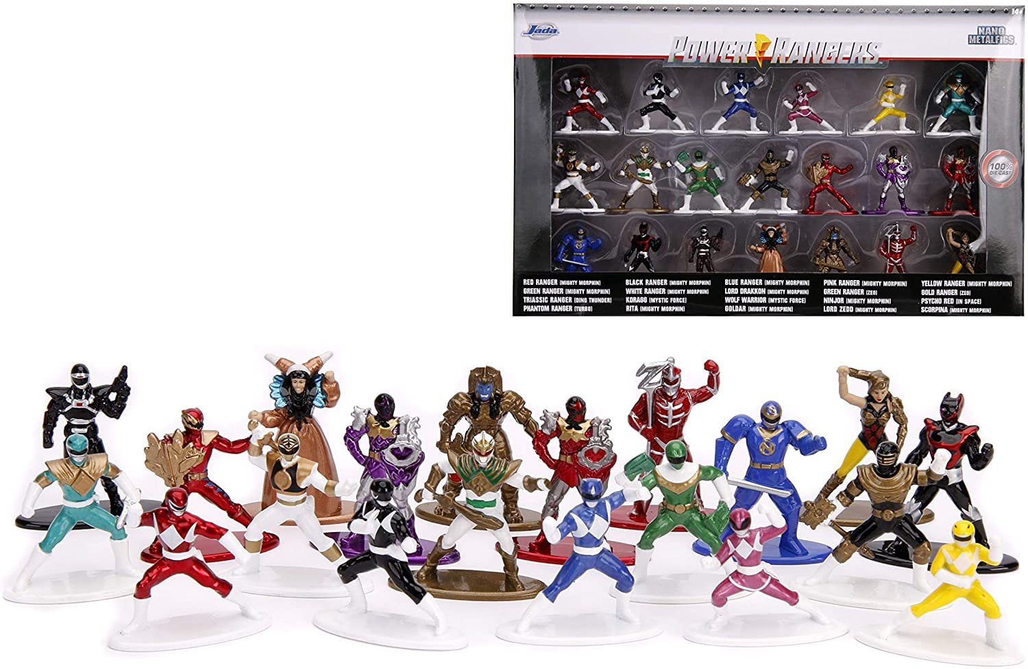Jada Toys Nano Metalfigs Power Rangers 1.65" Die-Cast Metal Collectible Figures 20-Pack, Toys for Kids and Adults