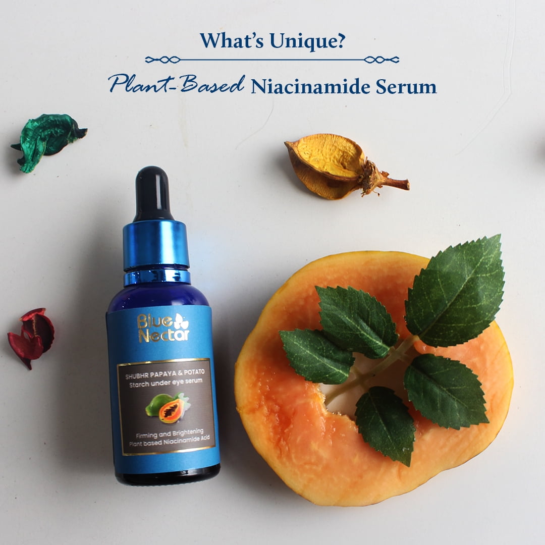 Blue Nectar Under Eye Serum with Plant-Based Niacinamide from Potato Starch & Papaya (17 Herbs, 1Fl OZ)