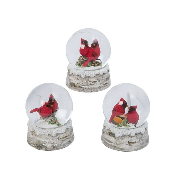 Gerson Company Set Of 3 4.25-In Resin Cardinal Snow Globes