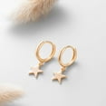 thumbnail image 4 of Gold Dangle Drop Hoop Earrings for Women Men Gold Plated Dainty Earrings Hypoallergenic Star Cross Huggie Hoops Jewelry for Everyday Wear, 4 of 6