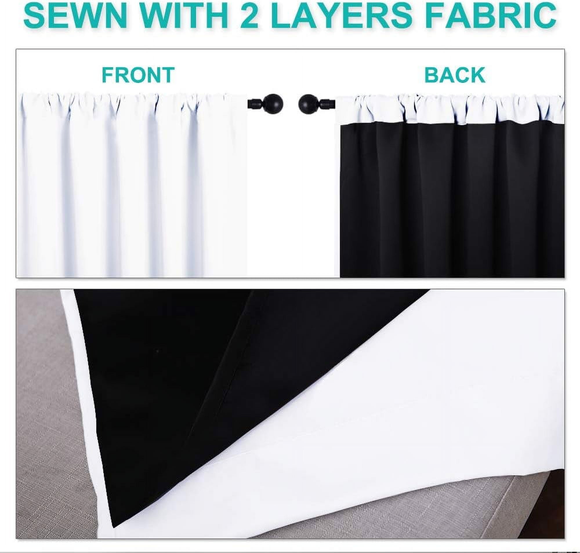 NICETOWN 100% Blackout Window Curtain Panels, Privacy Protection Noise Reducing Rod Pocket Drapes Black Lined Insulated Window Treatment Curtains, White, 52"x84", 2 Panels