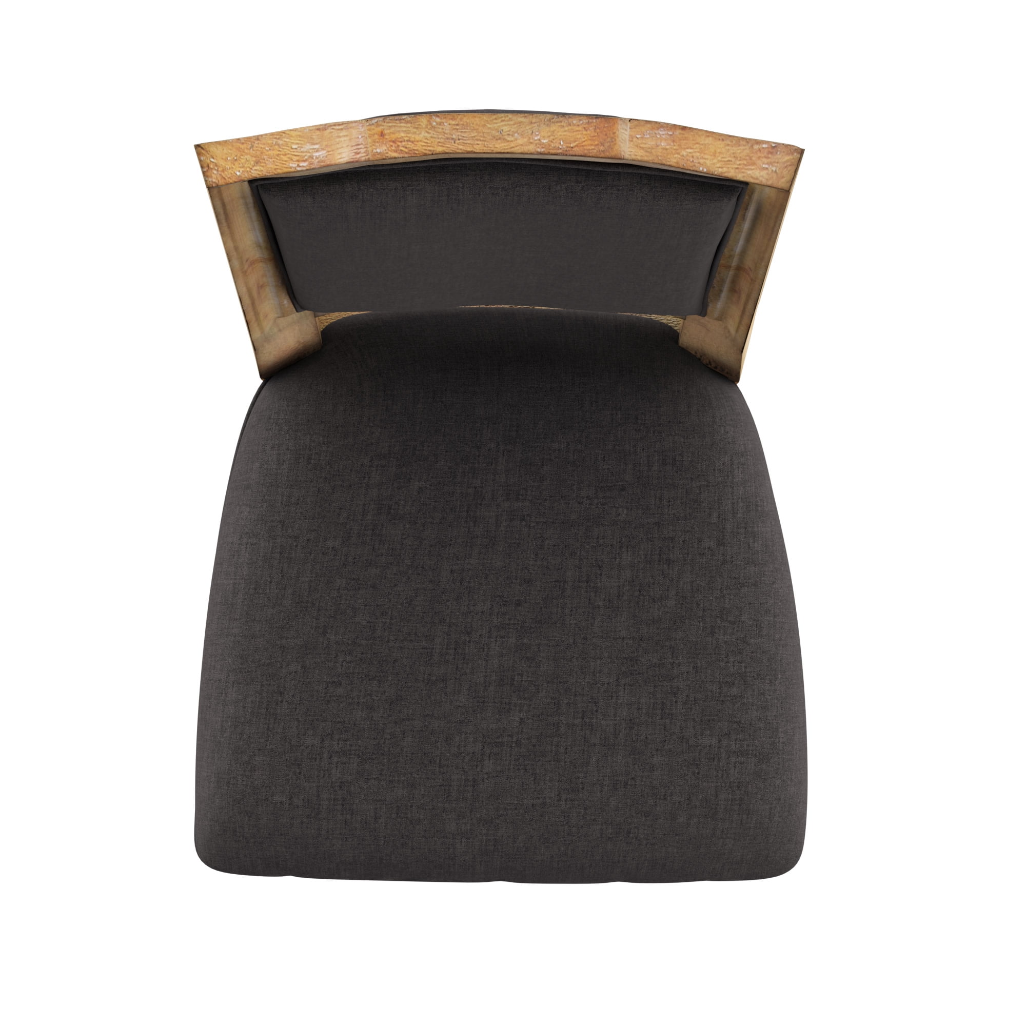 Weston Home Amadell Ornate Linen and Wood Dining Chairs, Set of 2, Dark Grey Linen, Natural Finish