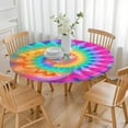 thumbnail image 3 of Colorful Tie Dye Mandala Pattern Round Fitted Tablecloth with Elastic Edge,Dining Table Cover Waterproof,Outdoor Round Tablecloth for Camping,Dining,Indoor and Outdoor, 3 of 7