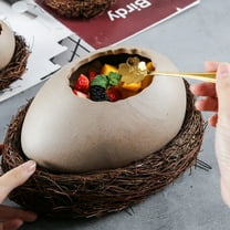 Gnmfd Ceramic Bird Nest Dessert Bowl, Eggshell Ostrich Egg Shape Tableware, Unique Oval Design, Multi-Purpose Cold Drinks Desserts Instant Noodles for Restaurant Home BBQ Parties