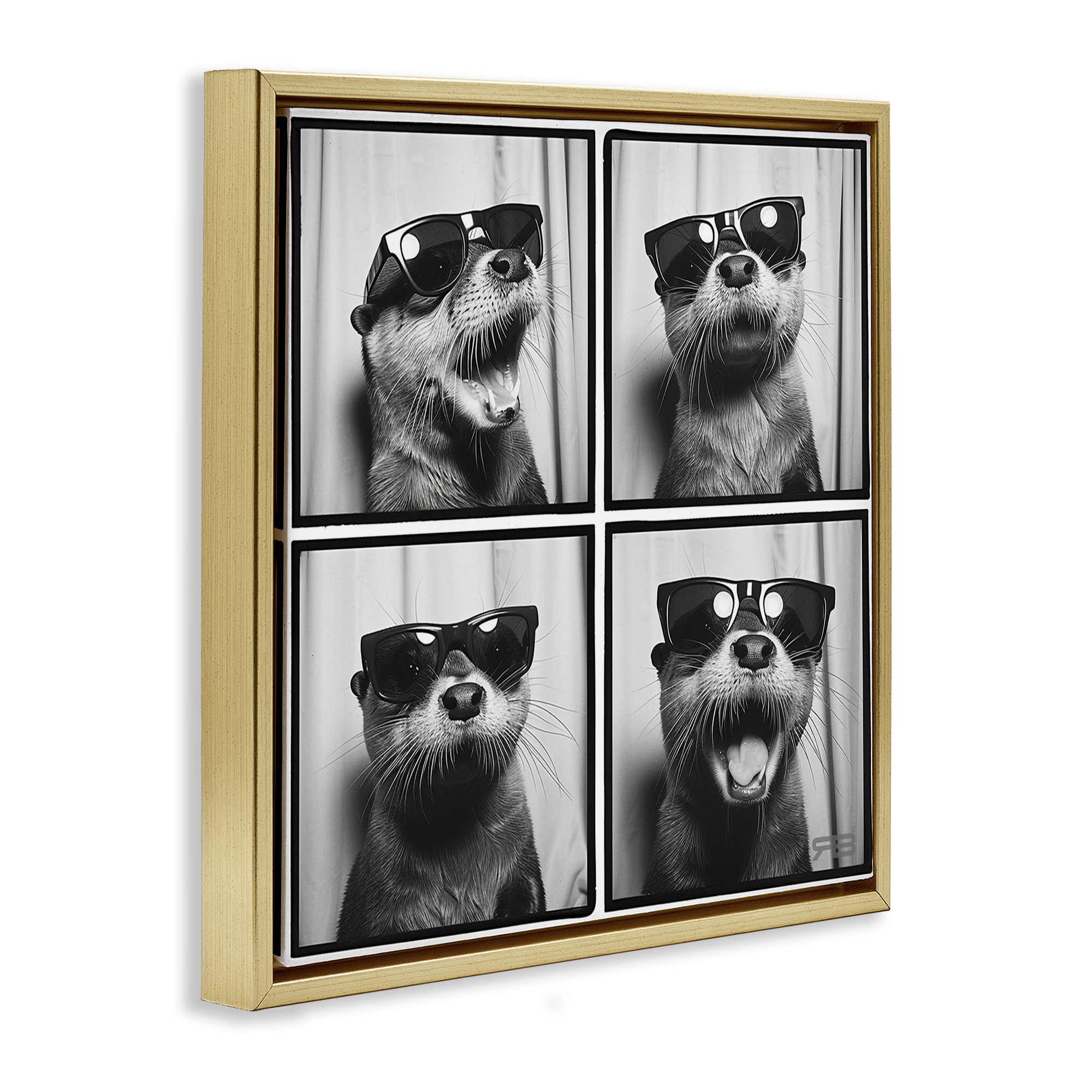 Stupell Industries Fun Sunglasses Otter Animals Painting Gold Floater Framed Canvas Art Print Wall Art, 25 x 25